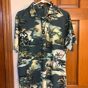 Bad Birdie Tropical Palm Print Shirt - Green and Yellow - Men’s Medium